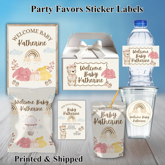 Boho Girls BabyShower Party Sticker Labels