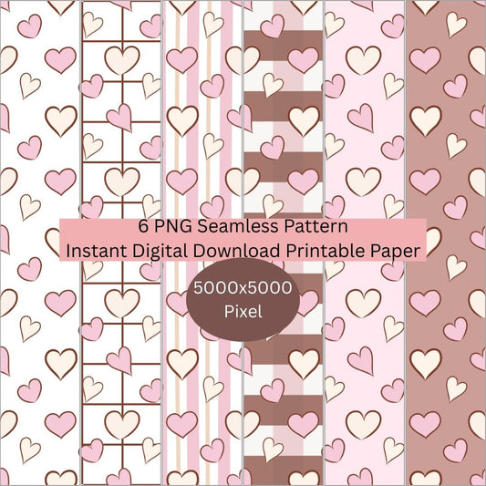 Multi Hearts Seamless Repeating Pattern Paper Bundle Set
