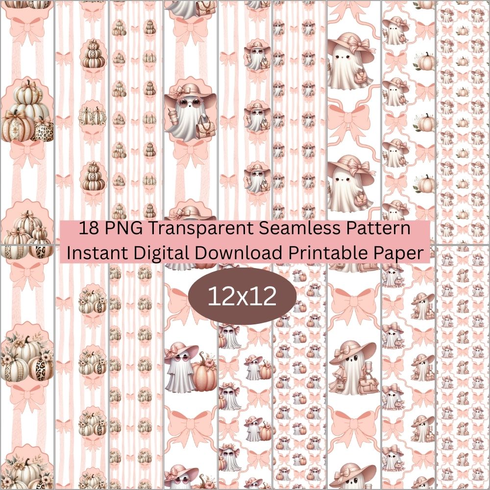 Elegant Ghost Seamless Digital Pattern Paper Bundle