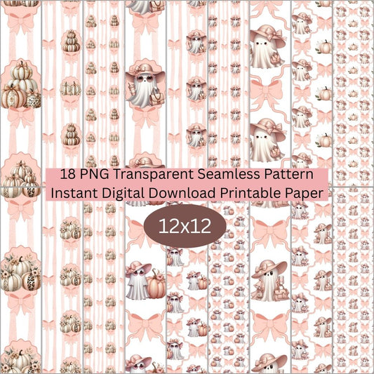 Elegant Ghost Seamless Digital Pattern Paper Bundle