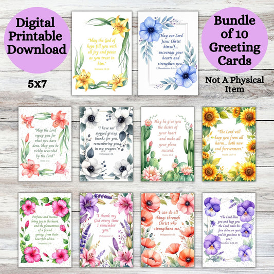 Faith Christian Printable Digital Greeting Cards Bundle Set