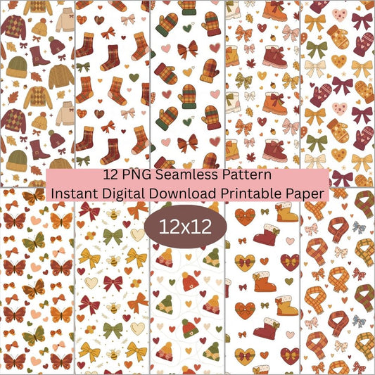 Cozy Fall Seamless Digital Pattern Paper Bundle