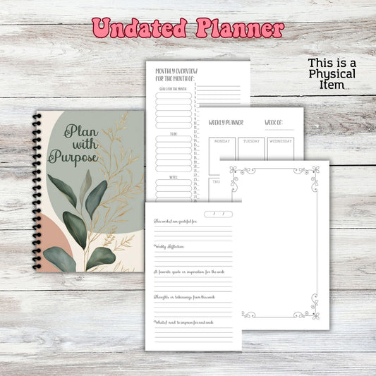 Boho Undated Perpetual Weekly and Monthly Calendar with Habit Tracker