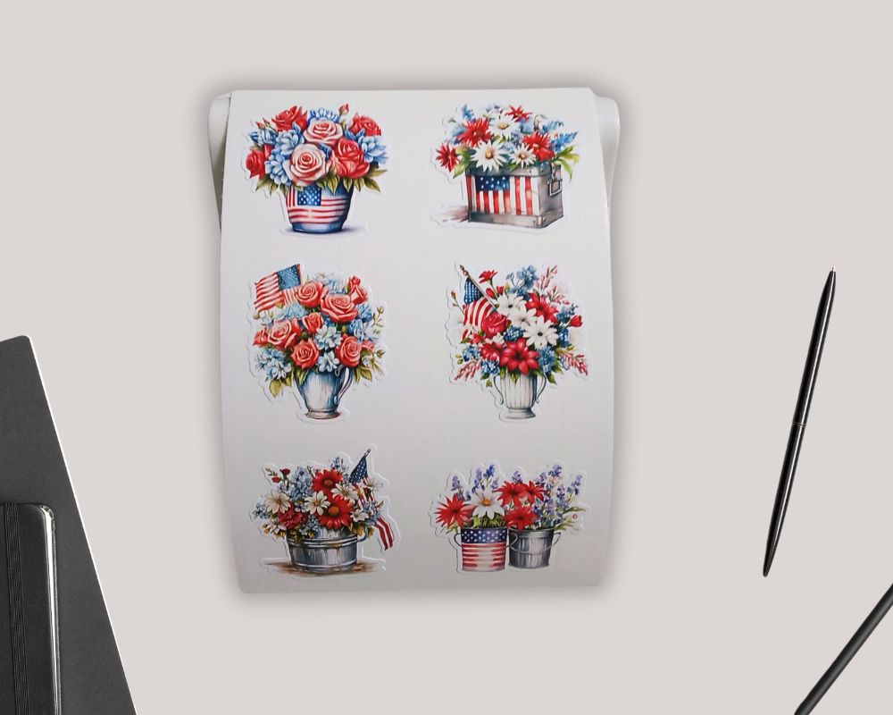 4th of July American Flag Sticker Sheet-Waterproof Vinyl Durable-Scrapbook Stickers-Novelty Sticker