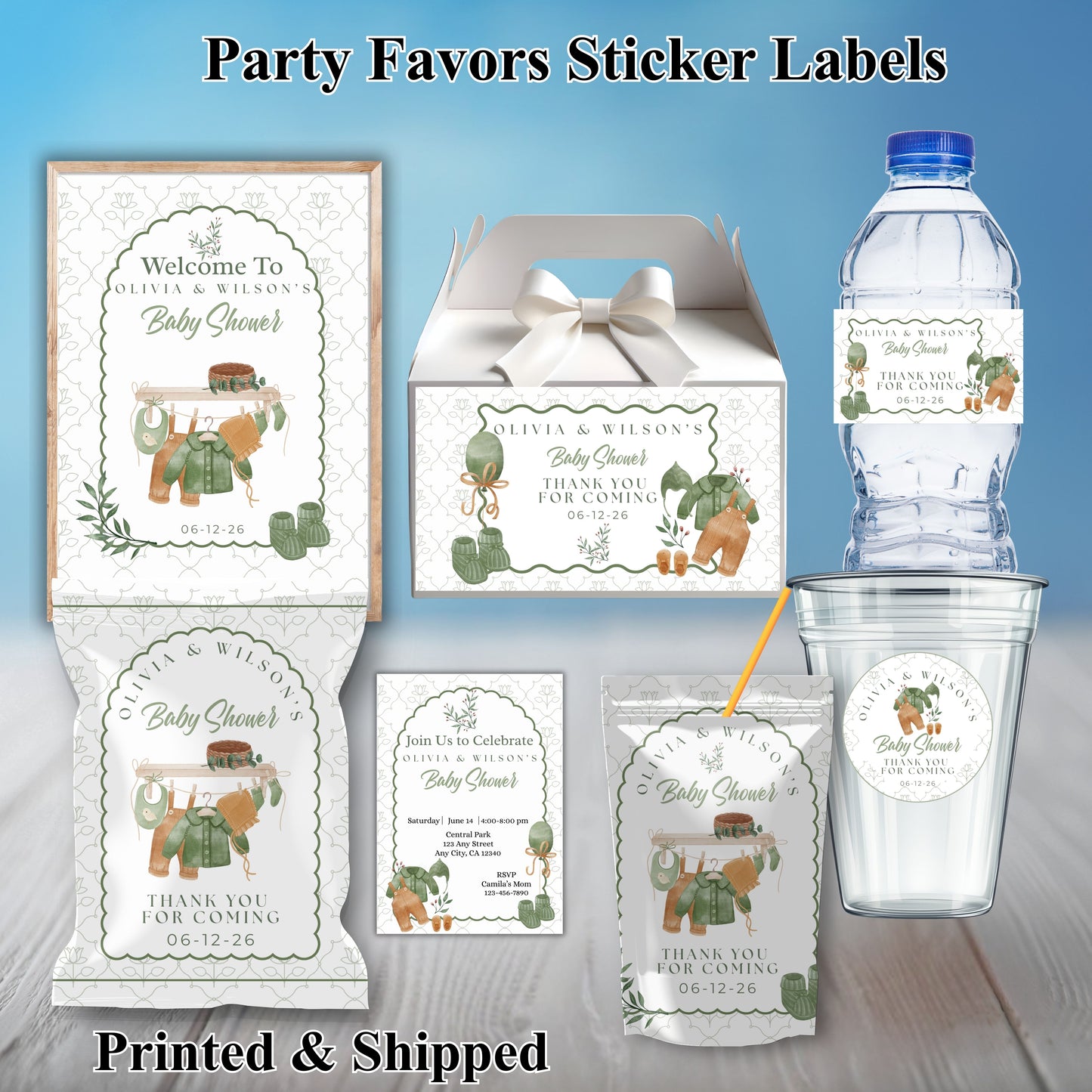 Boho Neutral Boys Baby Shower Party Sticker Labels
