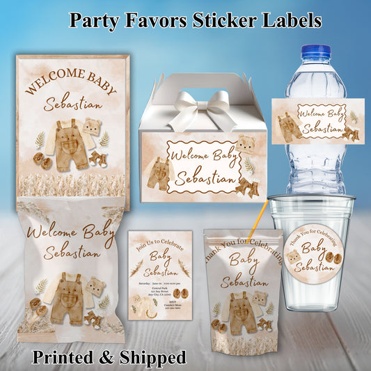 Boho Boys Baby Shower Party Sticker Labels