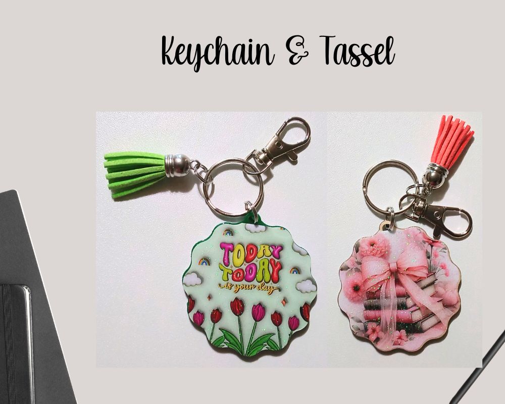 Glitter Resin Tassel Keychain-Novelty Keychain-Book Bow Keychain-Novelty Keychain