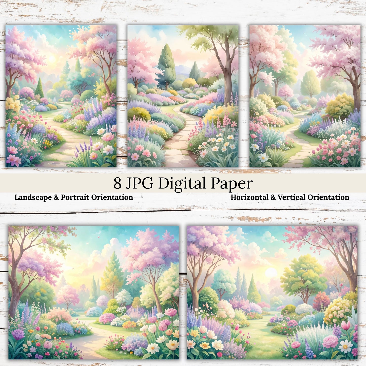 Spring Garden Digital Paper Pack Bundle