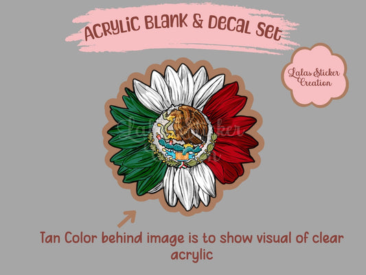 Mexico Sunflower Clear Acrylic Blank & Decal Set