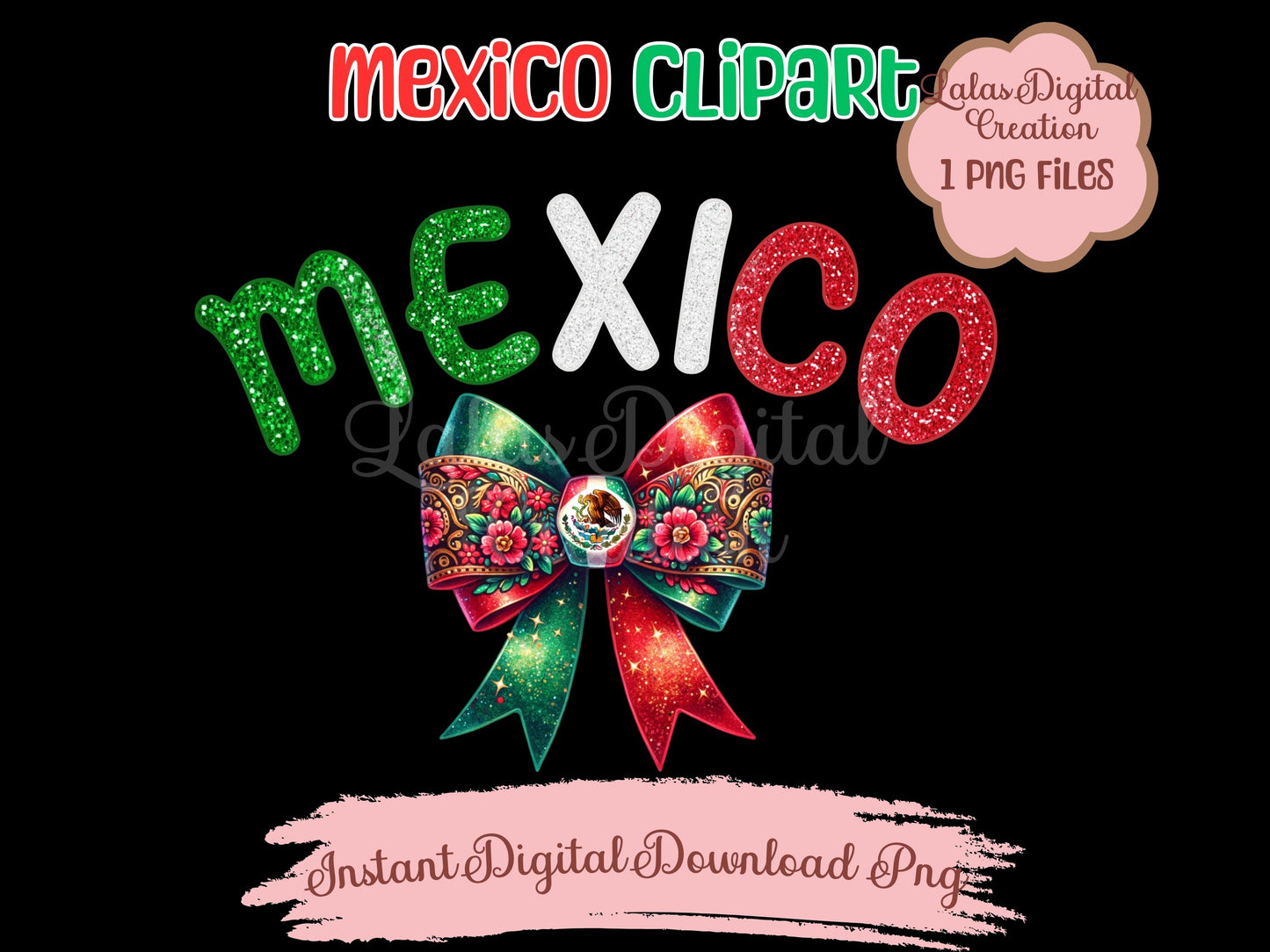 Mexico Coquette Bow Clipart PNG Instant Digital Download