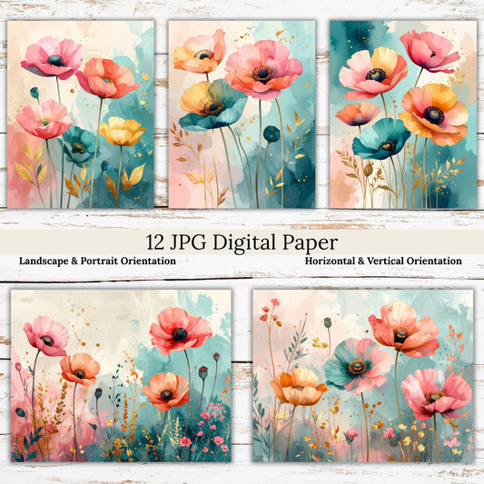 Watercolor Wildflower 2 Digital Paper Pack Bundle