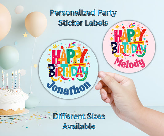 Boy Girl Happy Birthday Party Sticker Labels