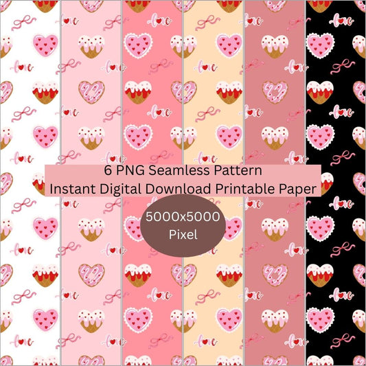 Valentines Heart Seamless Repeating Pattern Paper Bundle Set