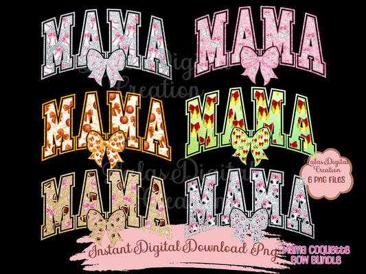 Sports MAMA Bow Varsity Clipart Bundle Instant Digital PNG Download