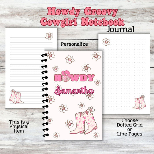 Howdy Cowgirl Books Notebook Journal Dotted or Lined pages