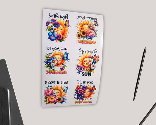 Positive Sunshine Quotes Sticker Sheet-Waterproof Vinyl Durable-Scrapbook Stickers-Novelty Sticker