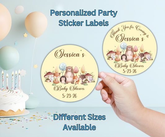 Woodland Animals Baby Shower Party Sticker Labels