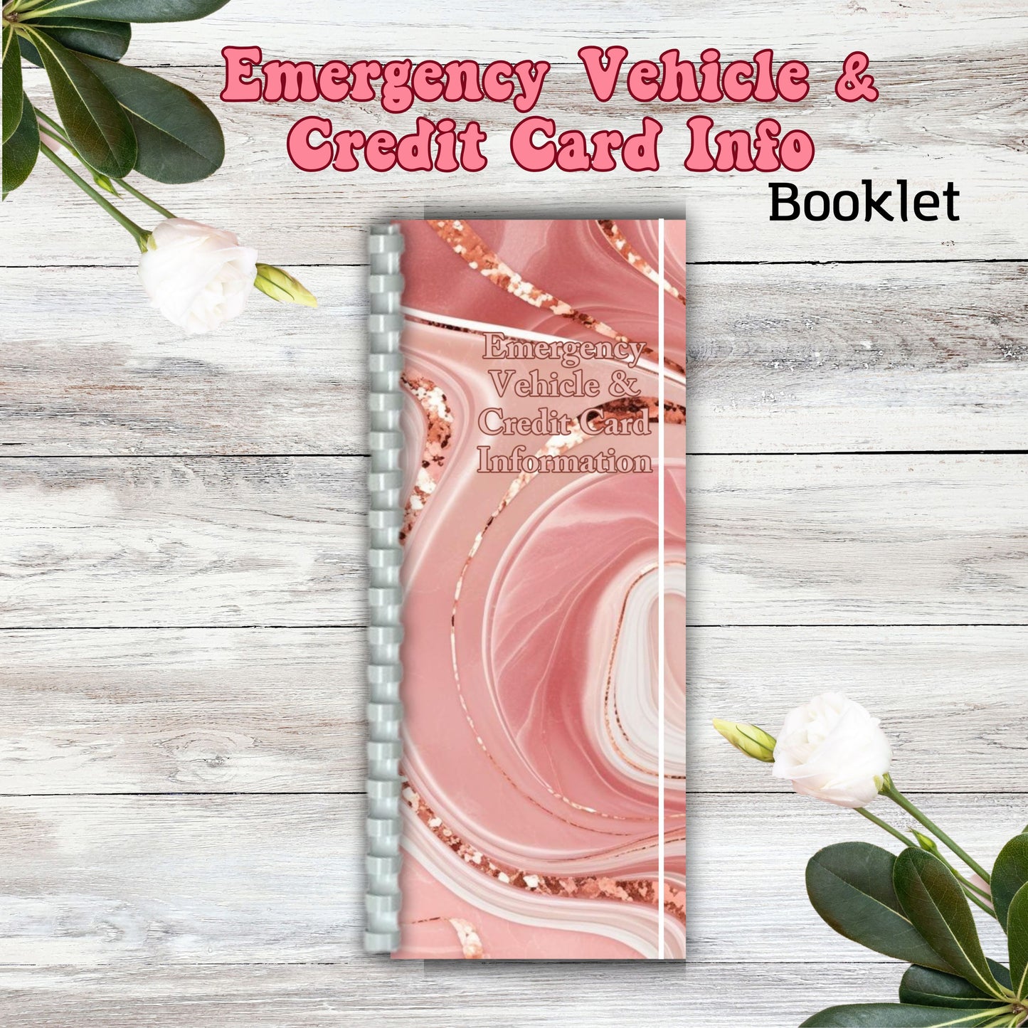 Vehicle & Credit Card Information Booklet Notebook