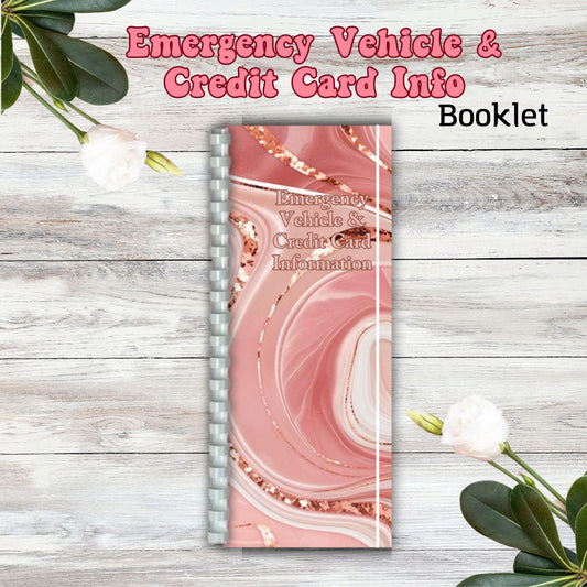 Vehicle & Credit Card Information Booklet Notebook