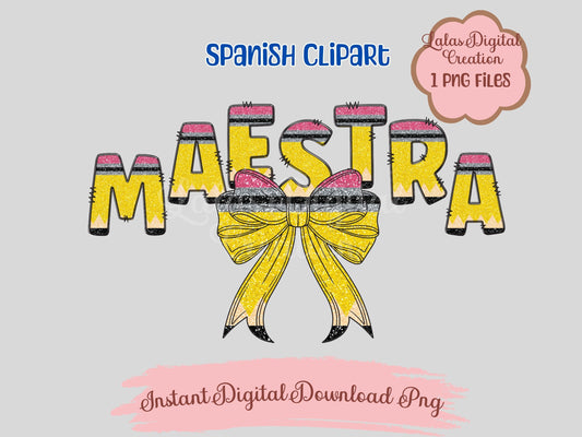Maestra Coquette Bow Clipart PNG Instant Digital Download