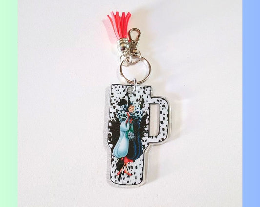 Cruela Villain Character Acrylic Resin Keychain
