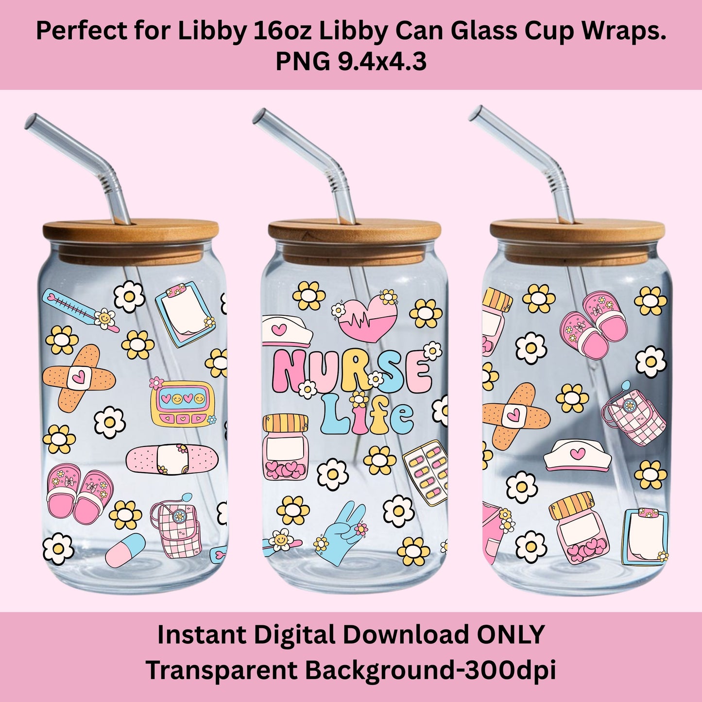 Nurse Life Libbey Glass Can Cup Wrap