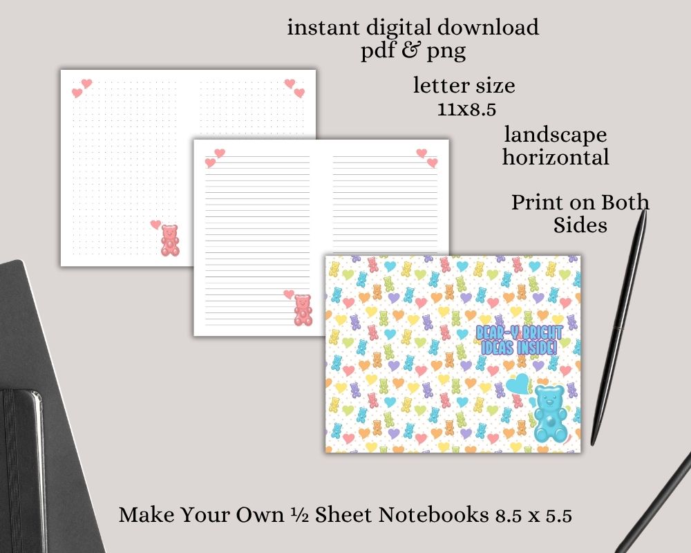 Gummy Candy Digital Lined & Dotted Grid Notebook PDF