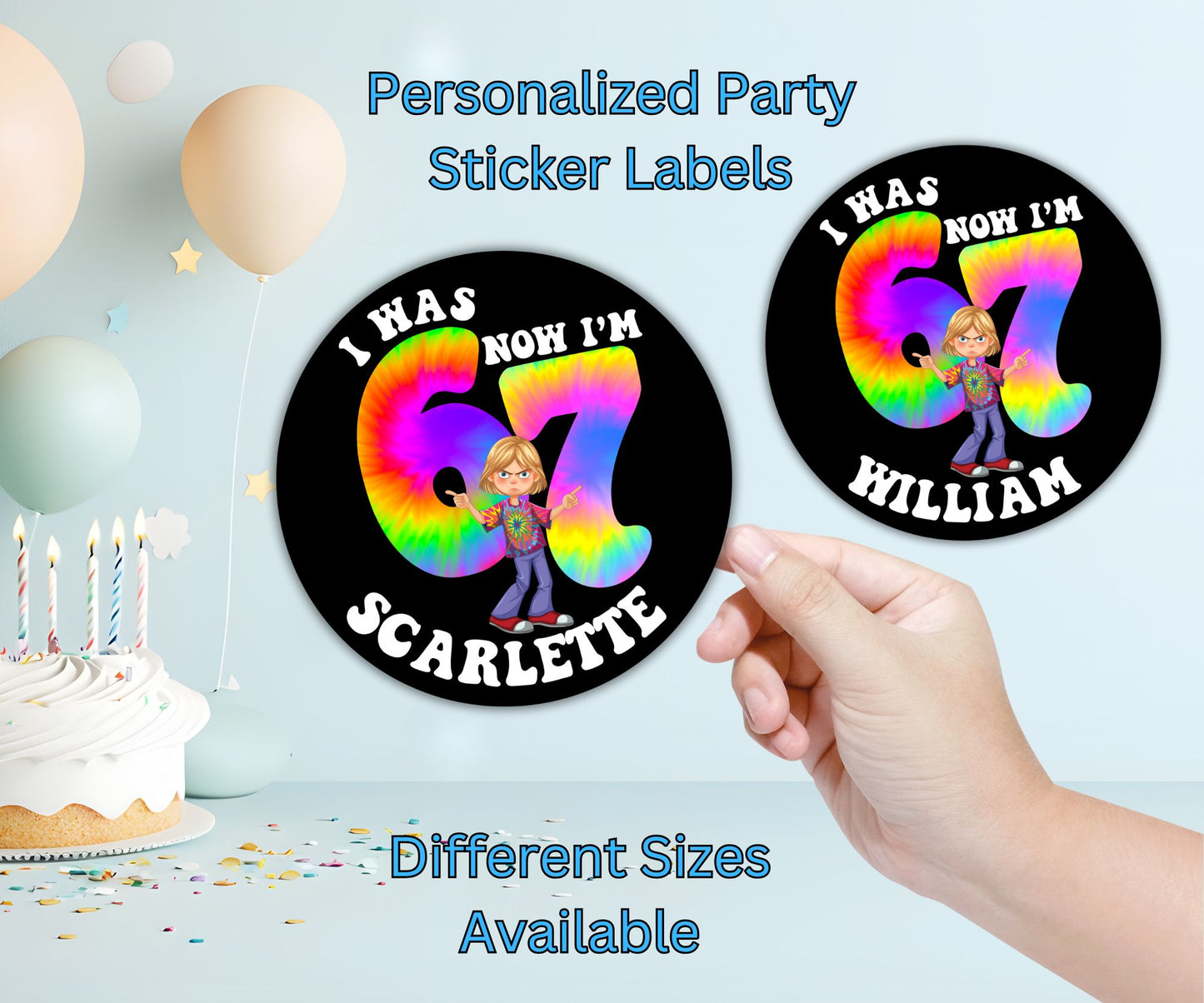 6-7 Boys Girls Party Sticker Labels