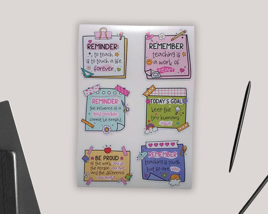 Teacher Reminder Sticker Sheet-Waterproof Vinyl Durable-Scrapbook Stickers-Novelty Sticker