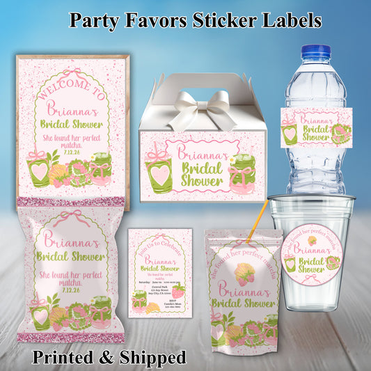 Matcha  Bridal Shower Party Sticker Labels