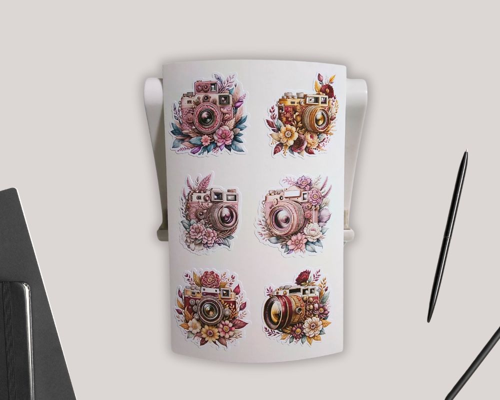 Vintage Camera Sticker Sheet-Waterproof Vinyl Durable-Scrapbook Stickers-Novelty Sticker