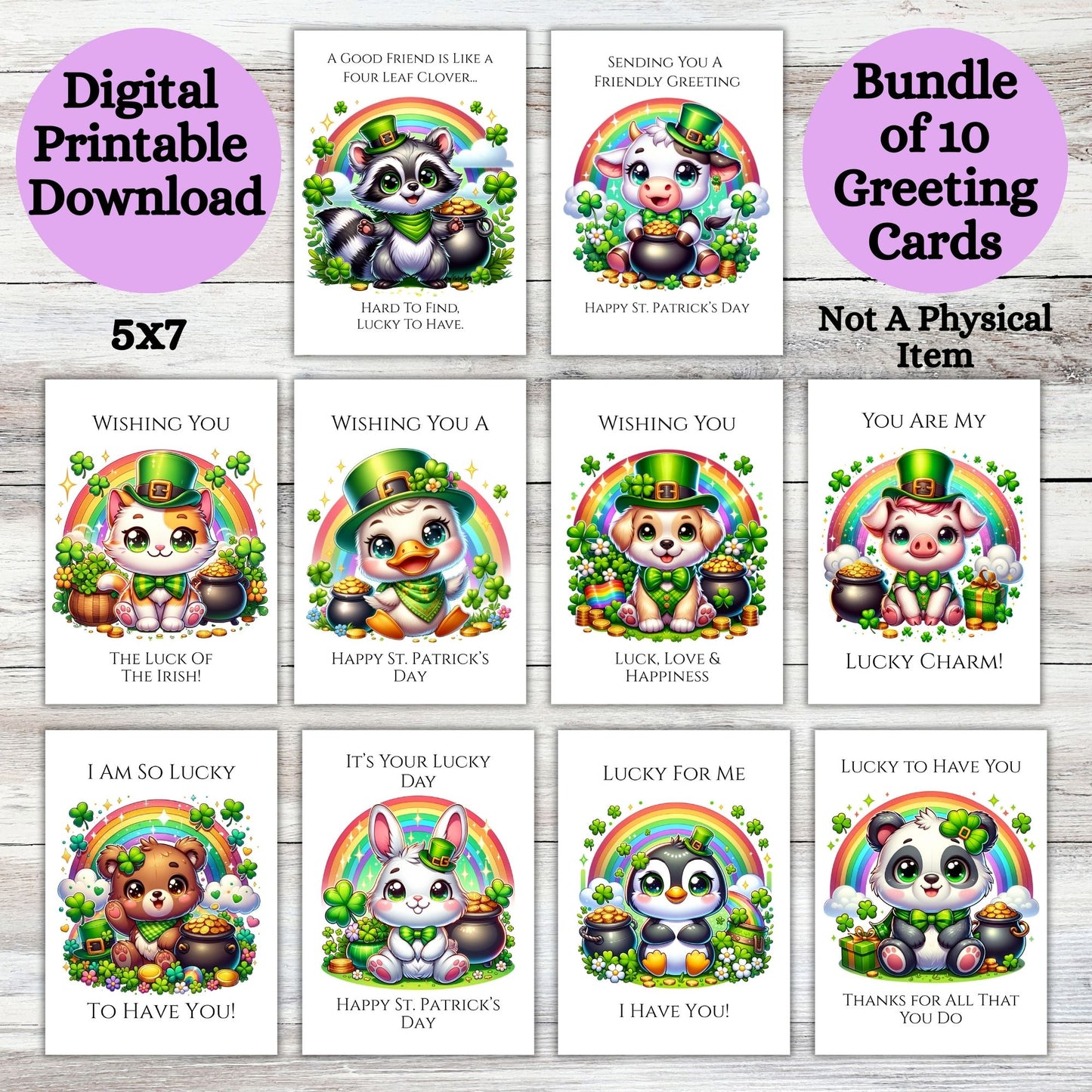St Patrick PDF Printable Digital Greeting Cards Bundle Set