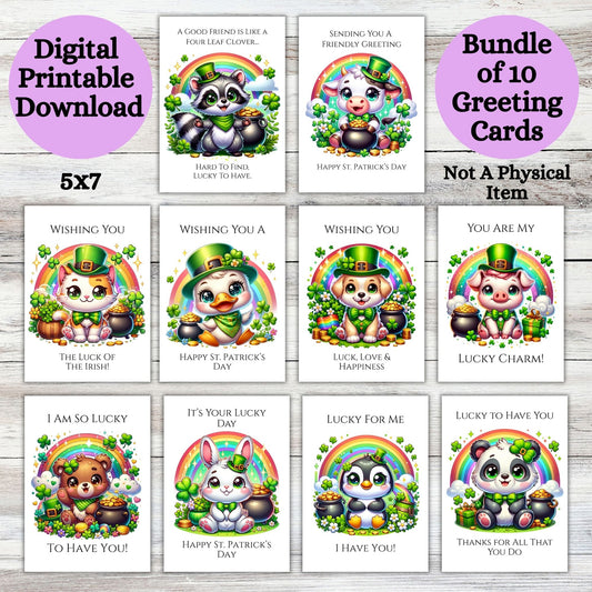 St Patrick PDF Printable Digital Greeting Cards Bundle Set