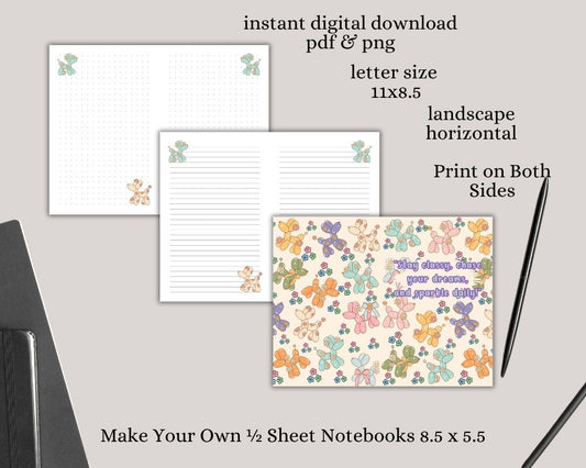 Preppy Balloon Dog Digital Lined & Dotted Grid Notebook PDF