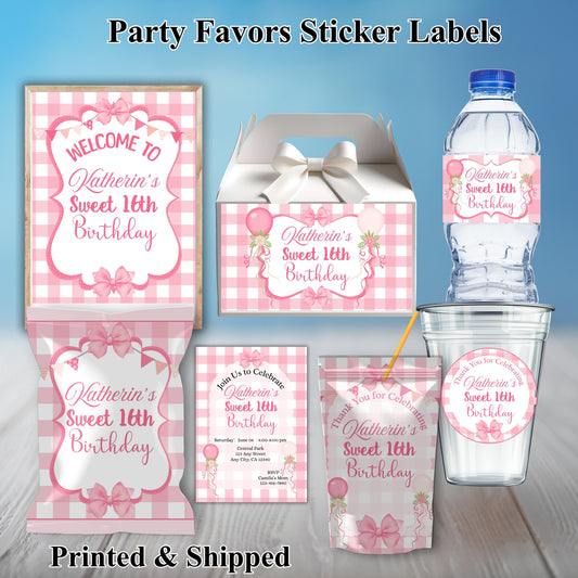 Sweet 16 Party Sticker Labels
