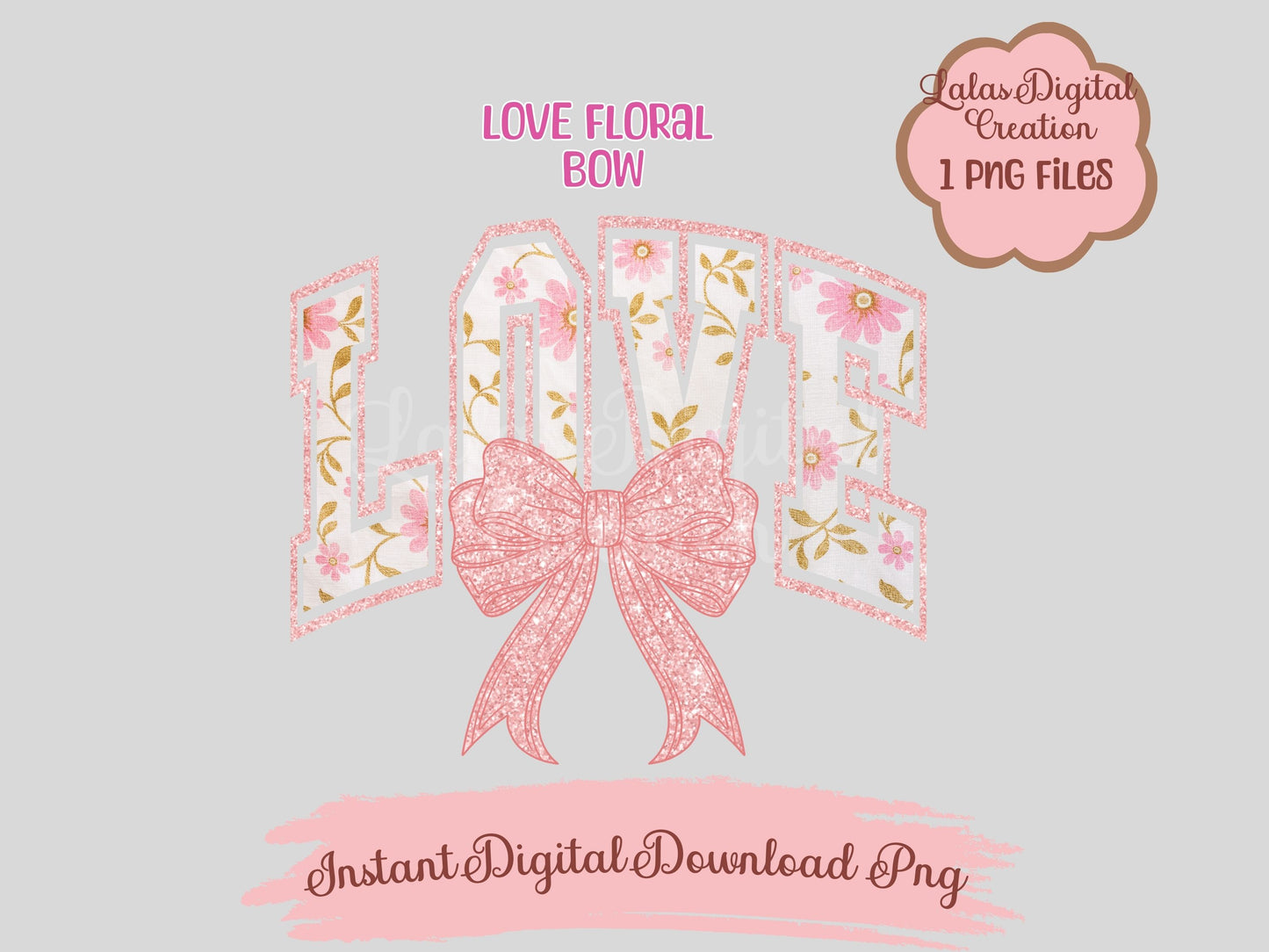 Pink Love Bow Clipart PNG Instant Digital Download