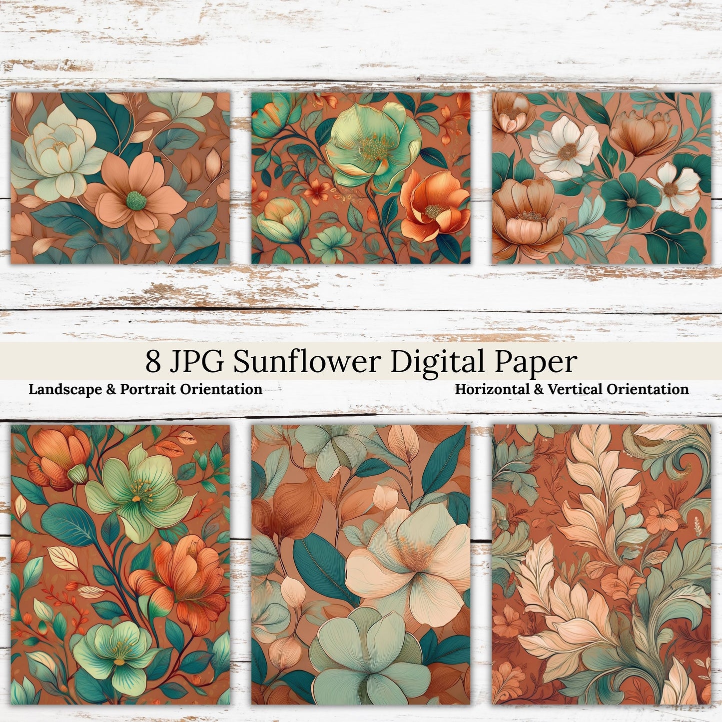 Botanical Floral Digital Paper Pack Bundle