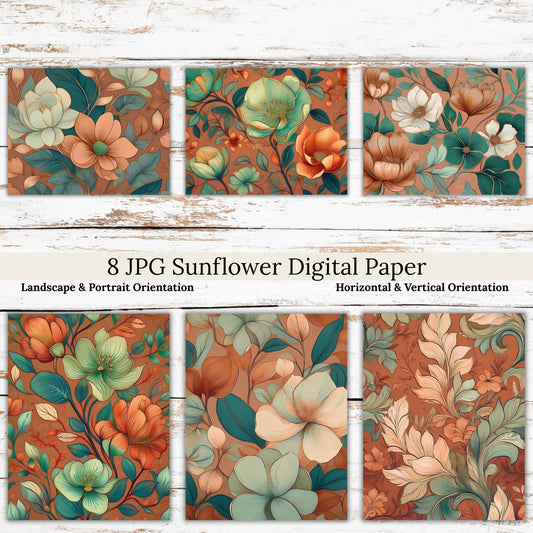 Botanical Floral Digital Paper Pack Bundle