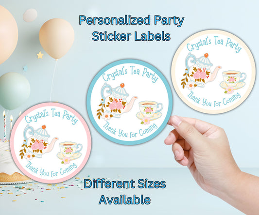 Girls Tea Time Party Sticker Labels