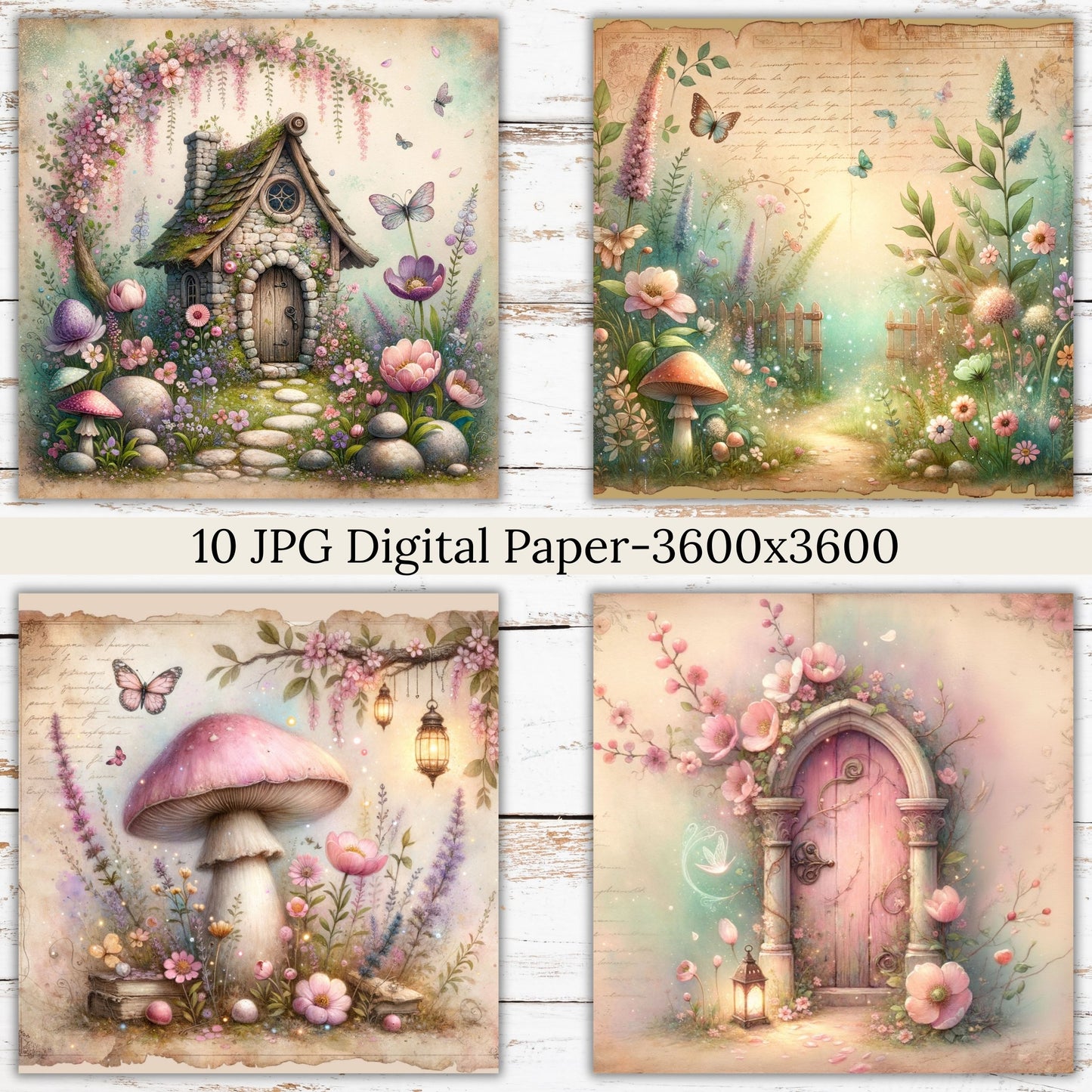 Cottage Woodland Digital Paper Pack Bundle