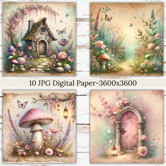Cottage Woodland Digital Paper Pack Bundle