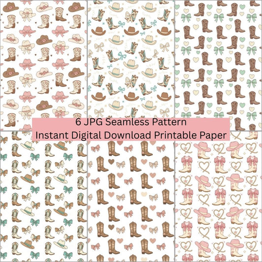 Coquette Preppy Western Seamless Repeating Pattern Paper Bundle Set