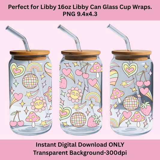 Groovy Retro Libbey Glass Can Cup Wrap