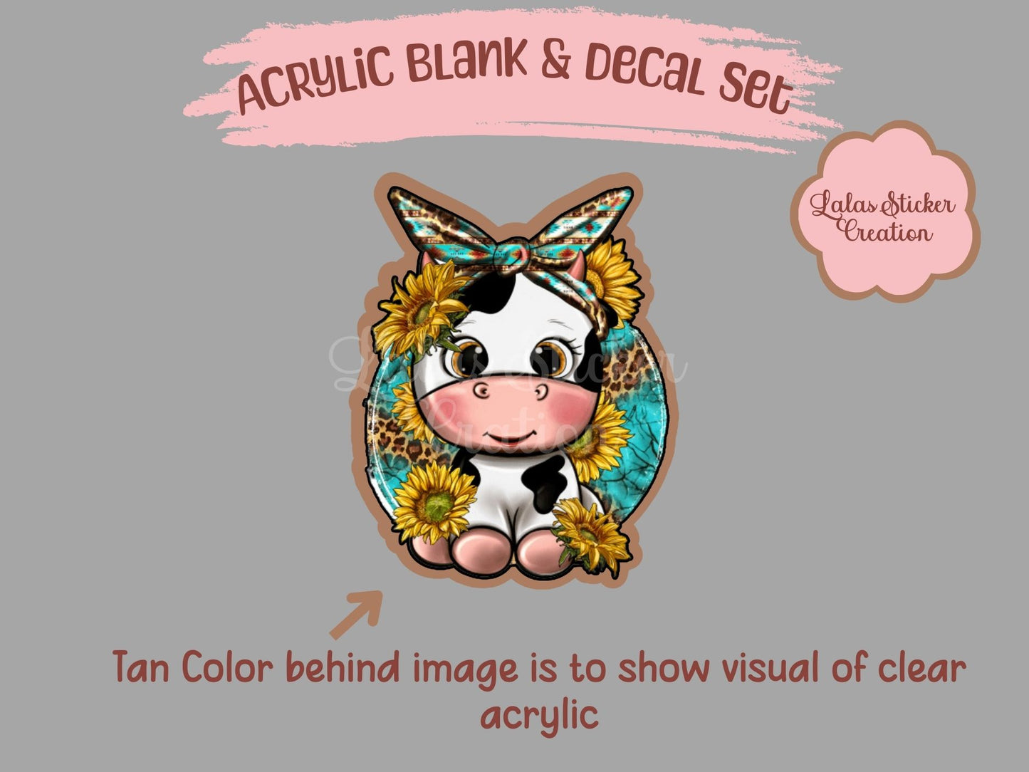 Baby Cow Clear Acrylic Blank & Decal Set