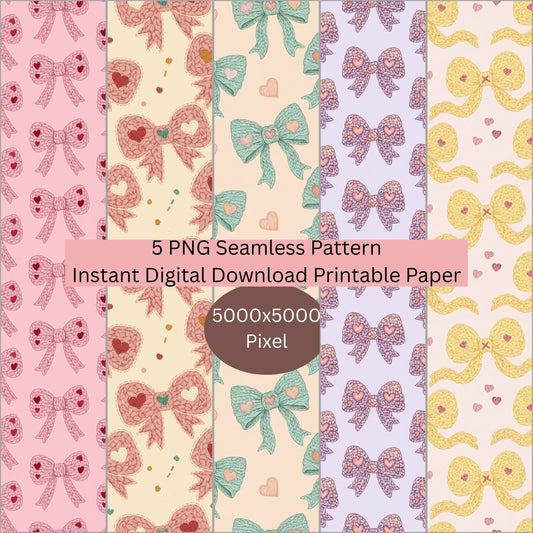 Faux Crochet Bows Seamless Repeating Pattern Paper Bundle