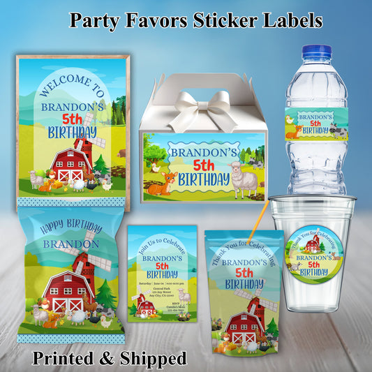 Farm Animals Party Sticker Labels