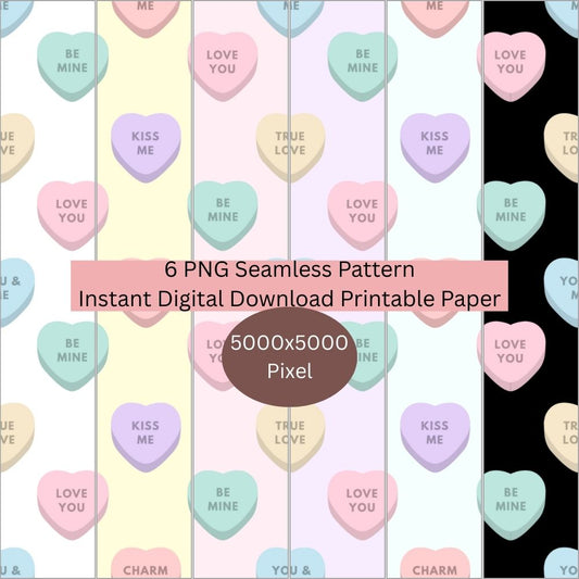 2 Valentines Heart Candy Seamless Repeating Pattern Paper Bundle Set