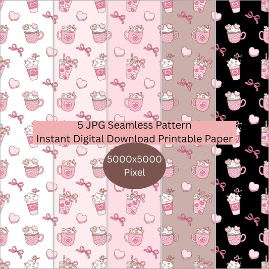 Heart & Sweets Seamless Repeating Pattern Paper Bundle Set