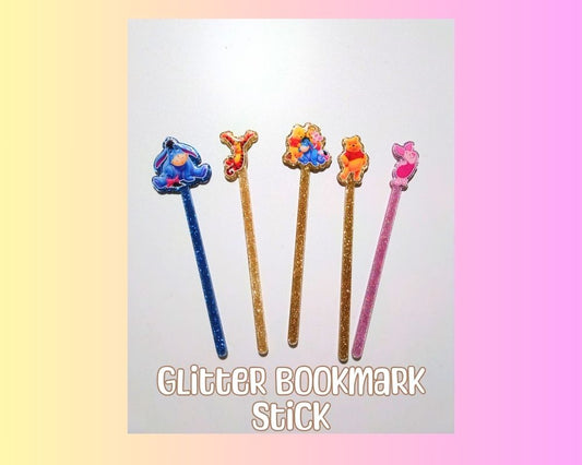 Bear Friends Acrylic Glitter Bookmark Stick