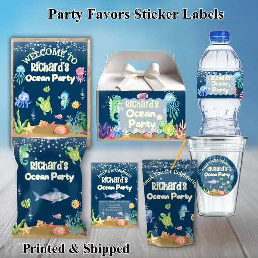Under the Sea Ocean Birthday Party Sticker Labels